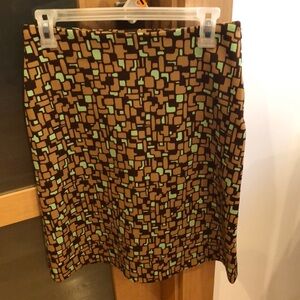 PAUL & JOE Made in France Brown Green High-Waisted Skirt